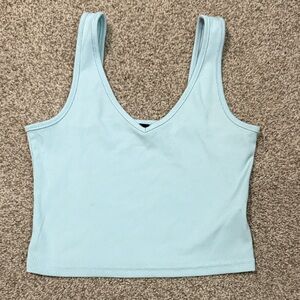 SHEIN Light Blue Ribbed Crop Top